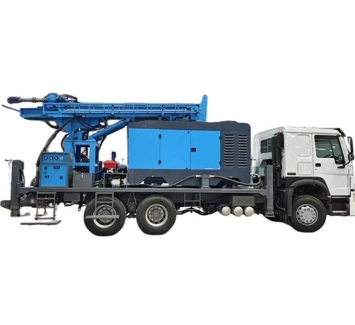 Hydraulic Tricycle Mounted Water Well Drilling Rig Drill Depth 400m with Cu-mmins 170 HP Load Vehicle Engine