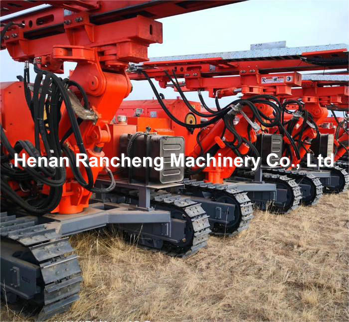 Hydraulic Ramming Solar Pile Driver Equipment 88KW Yuchai Engine 20 - 100m Bore Depth