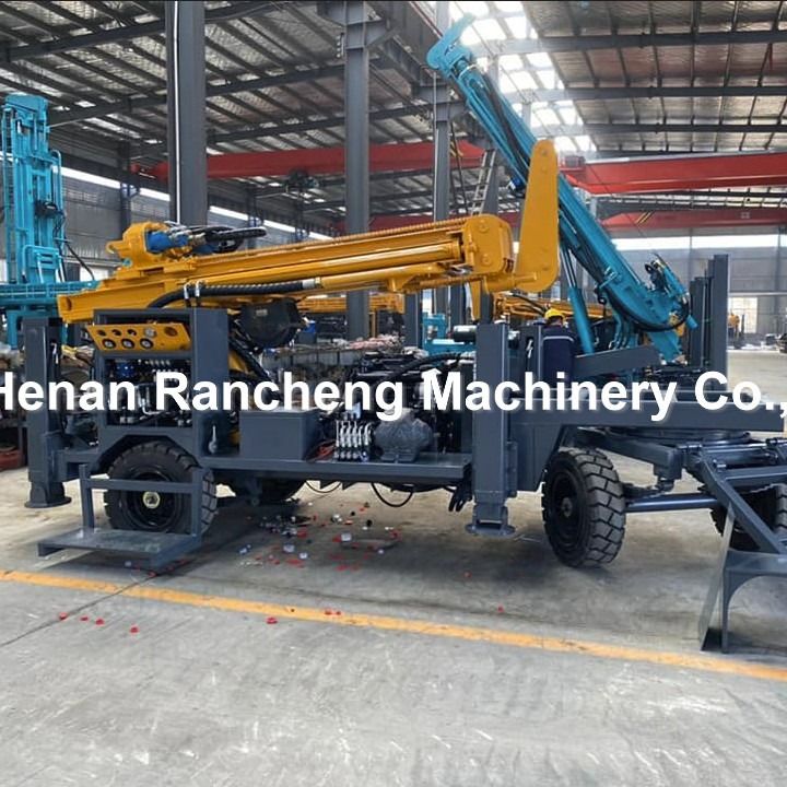 220m 65KW Quanchai Engine Wheel Mounted Water Well Drilling Rig With 13T Lifting Force