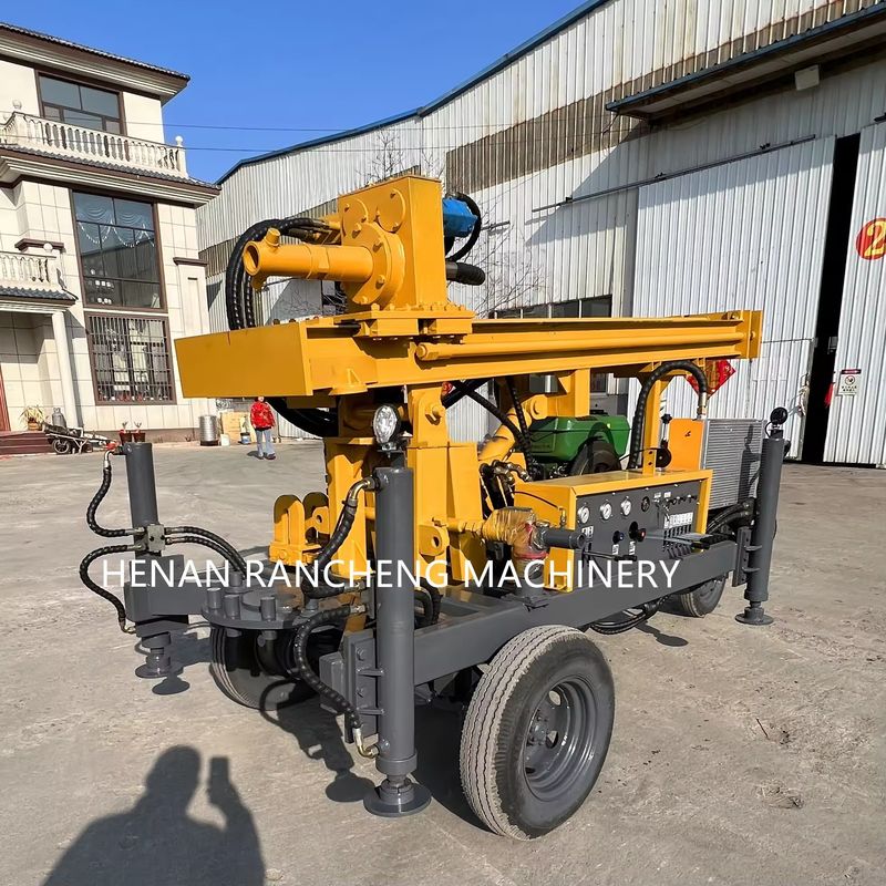 220m Bore Depth Wheel Mounted Water Well Drilling Rig With 13T Lifting Force