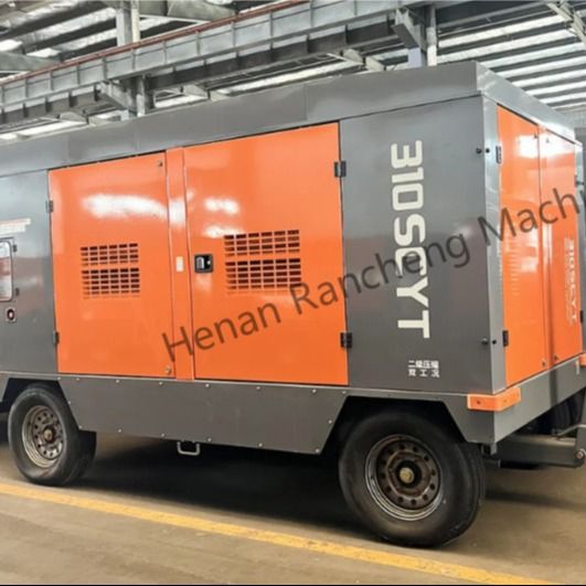 310SCYT 1178 Cfm Portable Screw Air Compressor 4 Wheels For Water Well