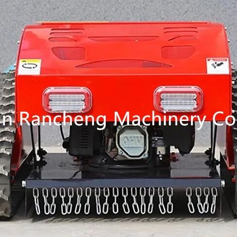 Crawler type four wheel hybrid remote control lawn mower (gasoline engine + electric motor)