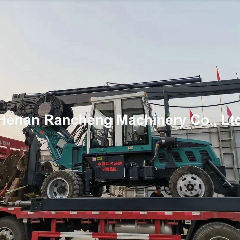 Wheel Type Square Rod Rotary Drilling Rig Pile Driver Machine Piling Post Ground Screw Fence Hydraulic Equipment