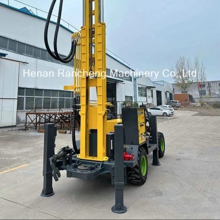 Wheel-Type Trailer DTH Water Well Drilling Rig Powered By 13T Lifting Force
