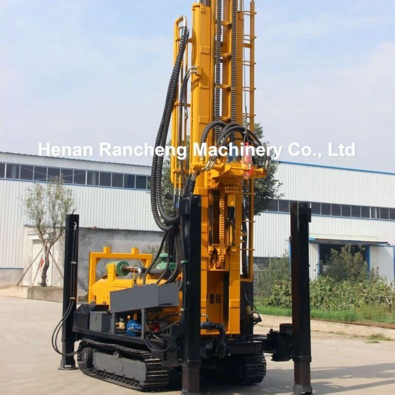 350m Drilling Depth Rubber Caterpillar Track Water Well Drilling Rig Pneumatic Rubber Crawler Drilling Rig