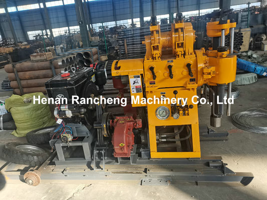 130m / 200m Depth Hydraulic Small Borehole Drilling Rig With 22HP Diesel Engine