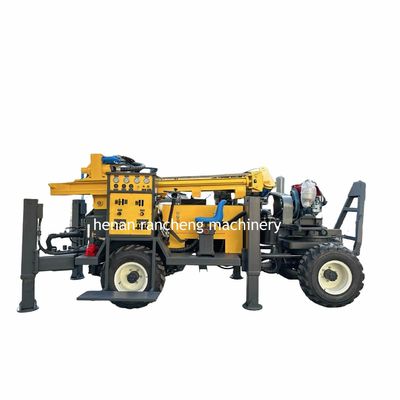 High Efficiency Four Wheel Trailer Mounted Borehole Drilling Machine 220m Depth Powerful 65KW Engine
