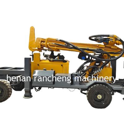 220m Wheel Mounted Water Well Drilling Rig With 1.4m High Hydraulic Leg