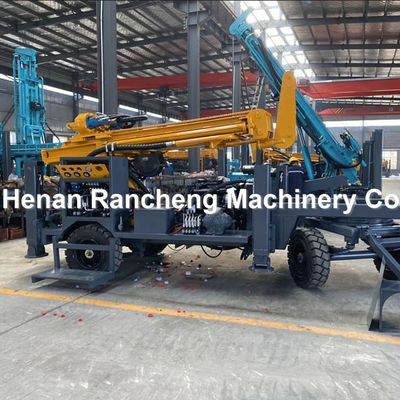 Wheel-Type Trailer DTH Water Well Drilling Rig Powered By 13T Lifting Force