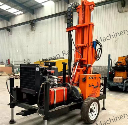 Small Hydraulic Wheel Type Water Drilling Rig 200m Borehole Drilling Machine for sale